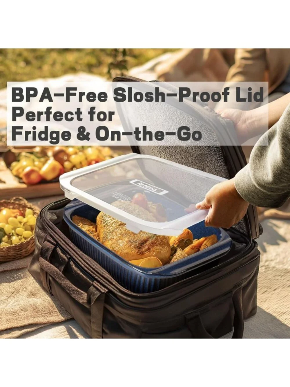 Large 5.1 Qt Casserole Dish with Lid, Deep Baking Pan for Oven, Ceramic Bakeware